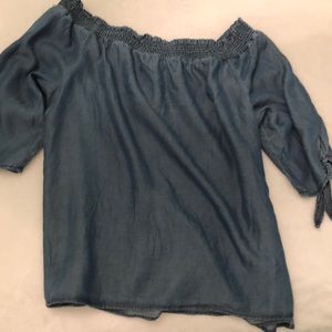 Soft denim off the shoulder top